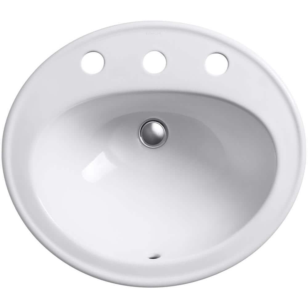 Pennington Ceramic Oval Drop-In Bathroom Sink with Overflow