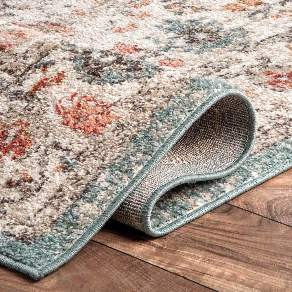 Nuloom Lenore Floral & Paisley 7 Square Indoor Area Rug for Living Room Bedroom Dining Room Kitchen, Beige/Multicolor