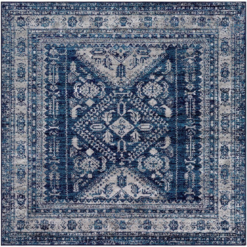 Livabliss 6'7"x6'7" Square Melissa Traditional Rugs Navy