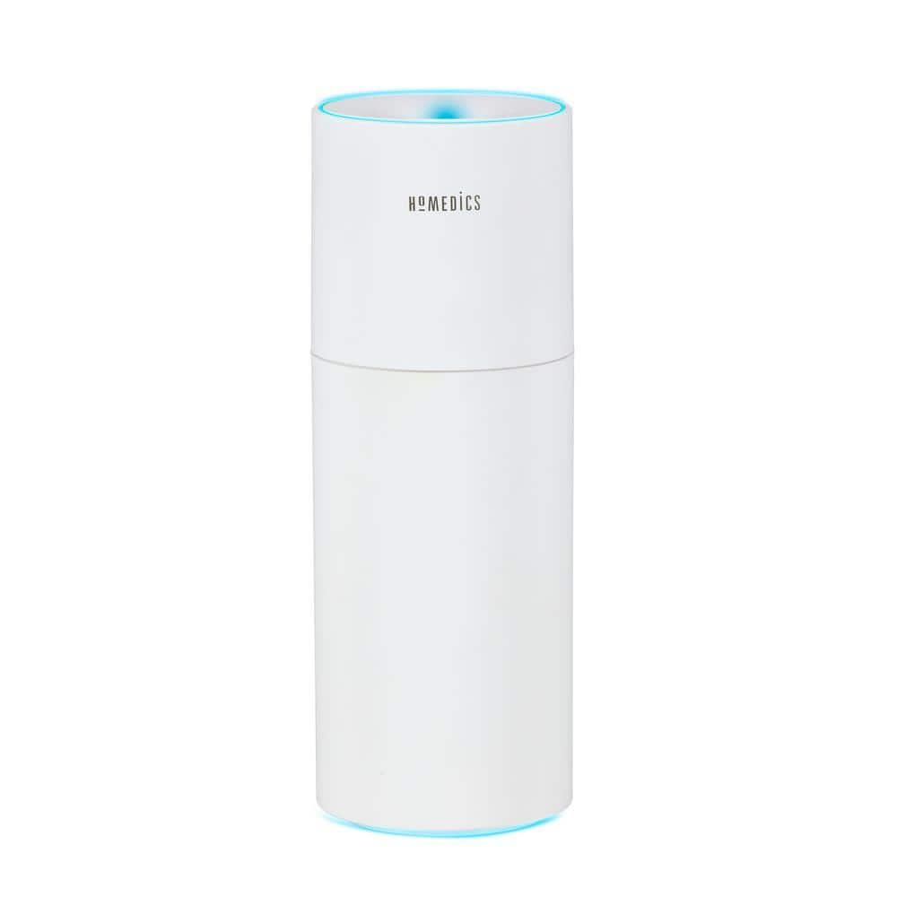 Homedics Portable Ultrasonic Humidifier, Cordless, Desktop, Travel, up to 10-Hour Runtime, Visible Quiet Cool Mist, White