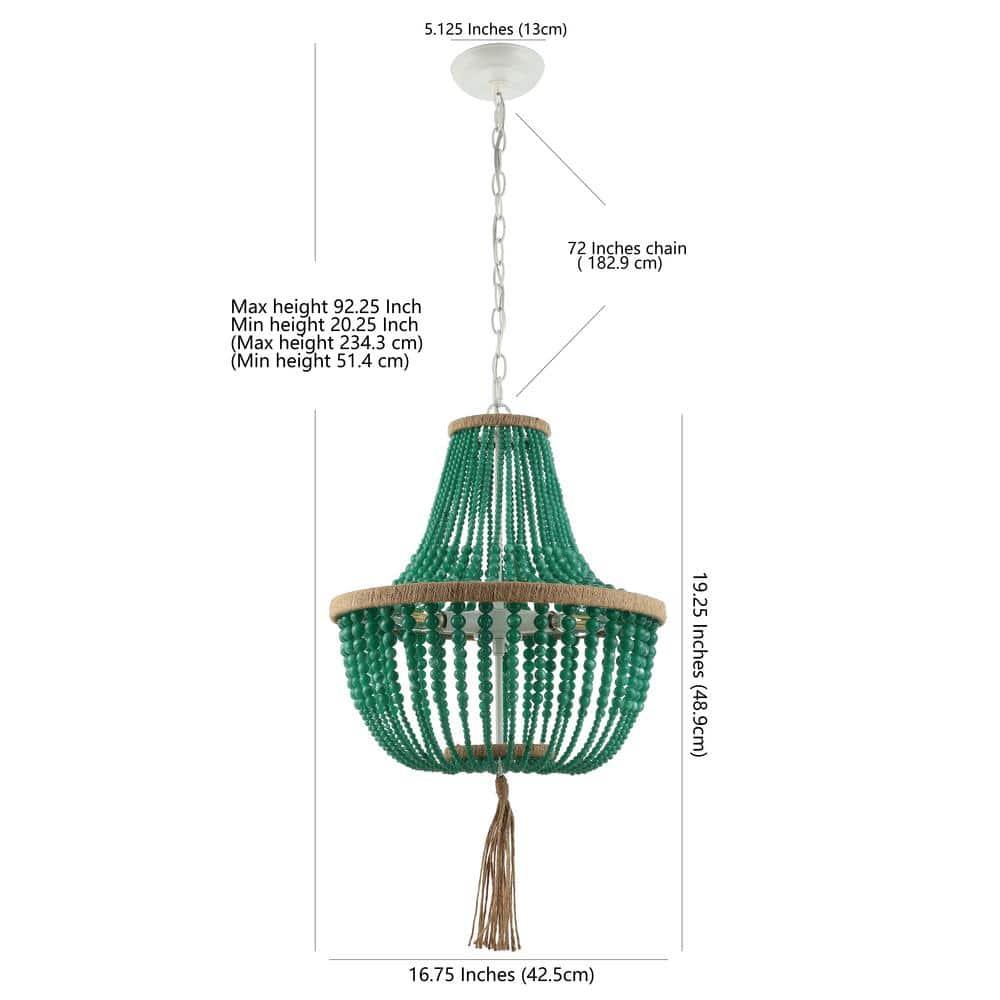 Lush Kristi Beads Pendant Lamp - LIT4477 - Green - Safavieh