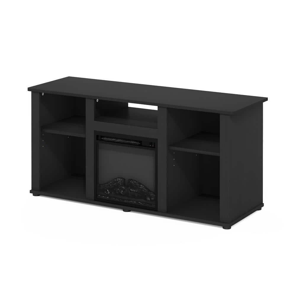 Furinno Jensen Fireplace TV Entertainment Center with Open Storage Compartment for TV up to 55 Inch, Americano