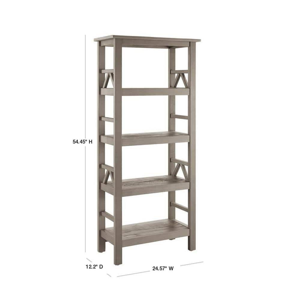 54.45" Original PT - Titian Transitional Solid Wood Display and Storage Bookshelf Driftwood - Linon