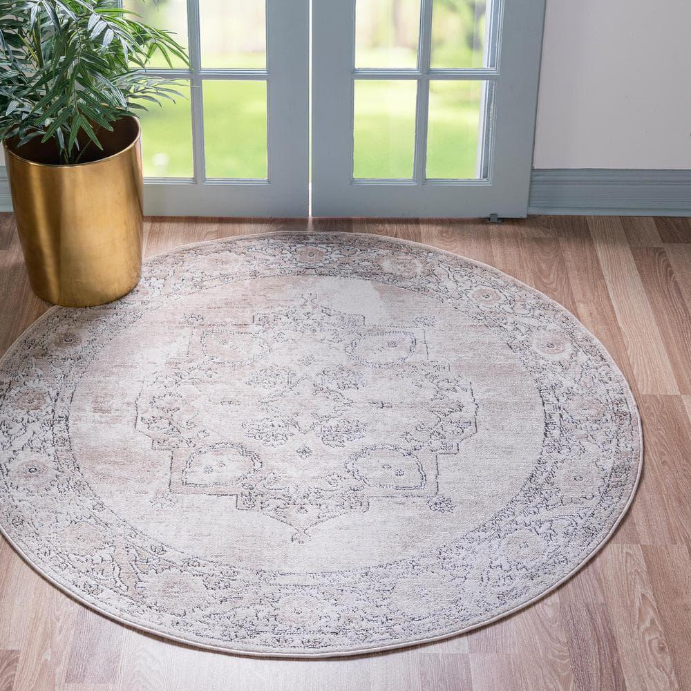 Portland Canby Ivory/Beige 5 ft. x 5 ft. Round Area Rug