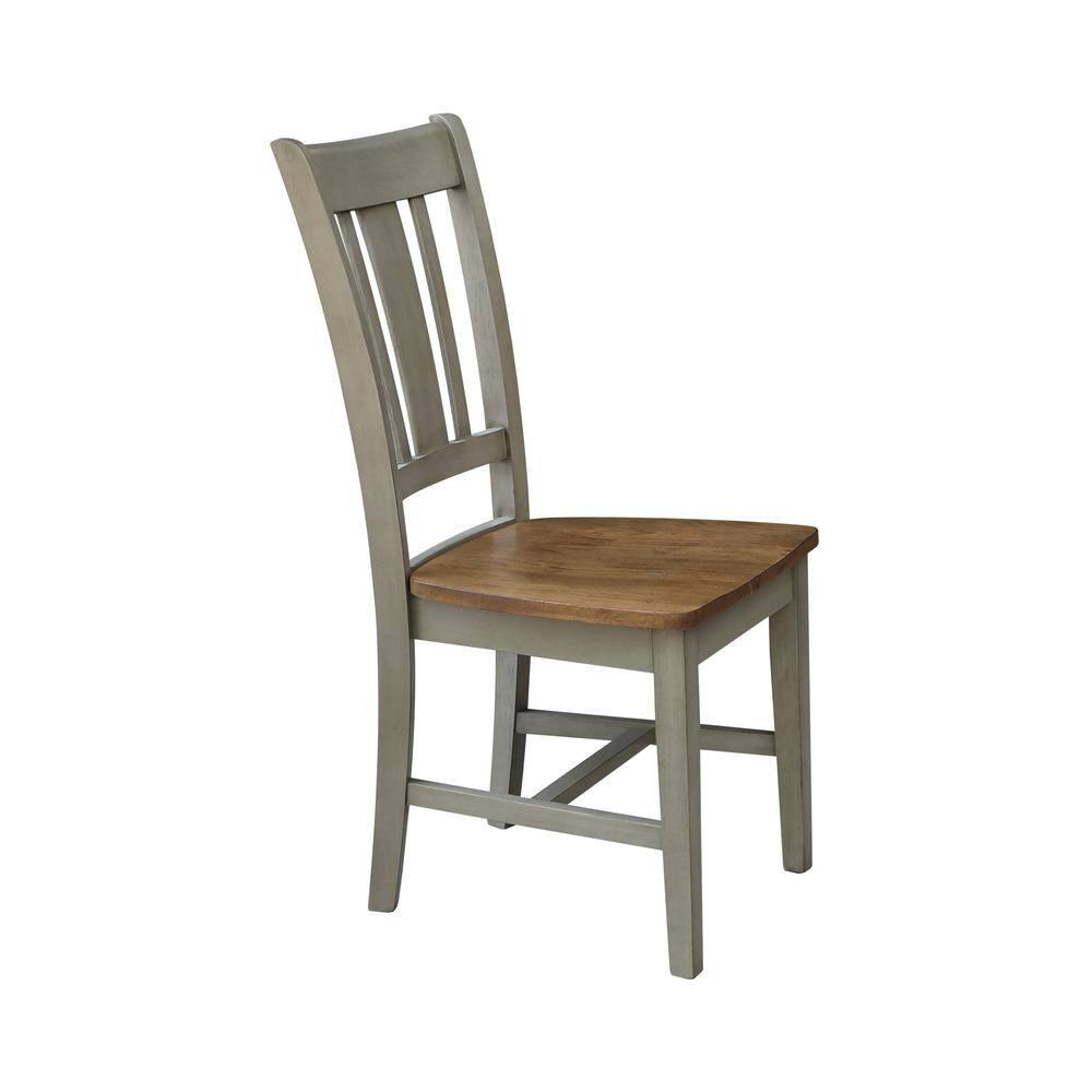 Set of 2 San Remo Splat Back Chairs Natural - International Concepts: Solid Wood, Mid-Century Design, Spot Clean