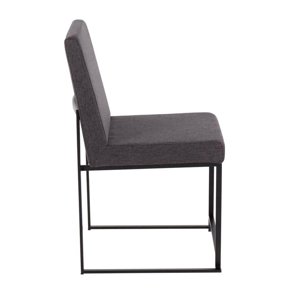 Set of 2 Highback Fuji Polyester/Steel Dining Chairs Black/Charcoal - LumiSource: Modern Kitchen & Room Seating, Foam Padded