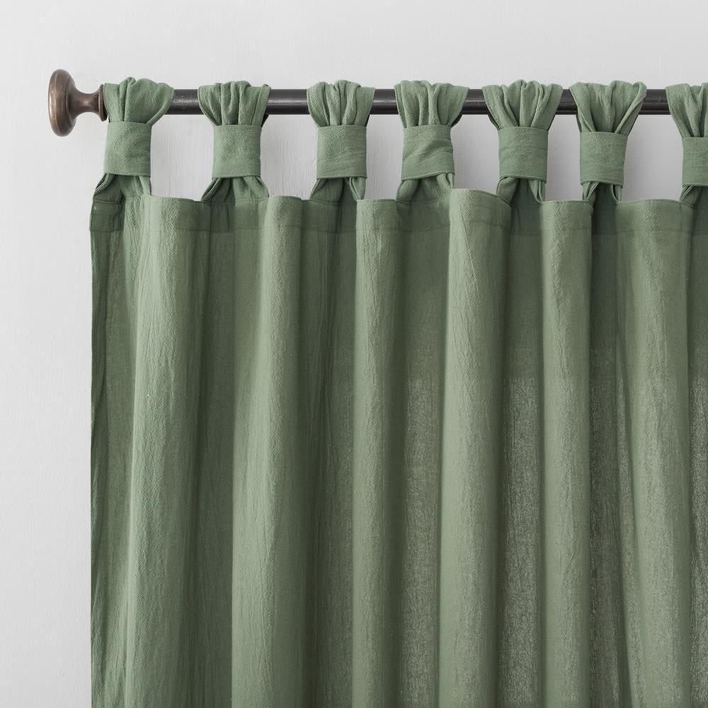 52"x84" Archaeo Light Filtering Washed Cotton Twist Tab Curtain Panel Moss Green: Transitional Window Decor