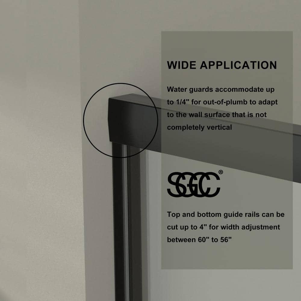 56 - 60 in. W x 58 in. H Semi-Frameless Sliding Bathtub Door in Finish with Clear SGCC Tempered Glass