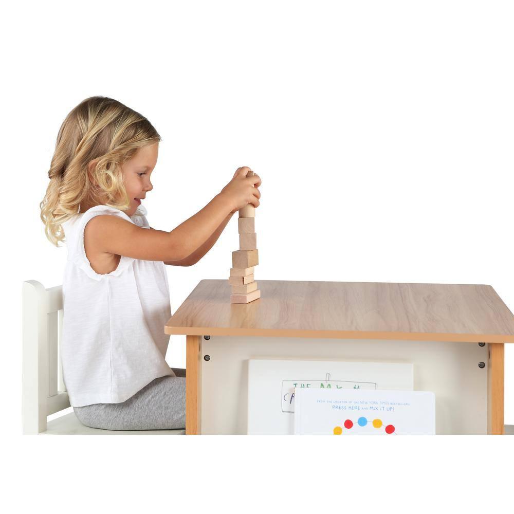 Humble Crew 3pc Journey Collection Kids' Table and Book Rack with Chairs Natural/White