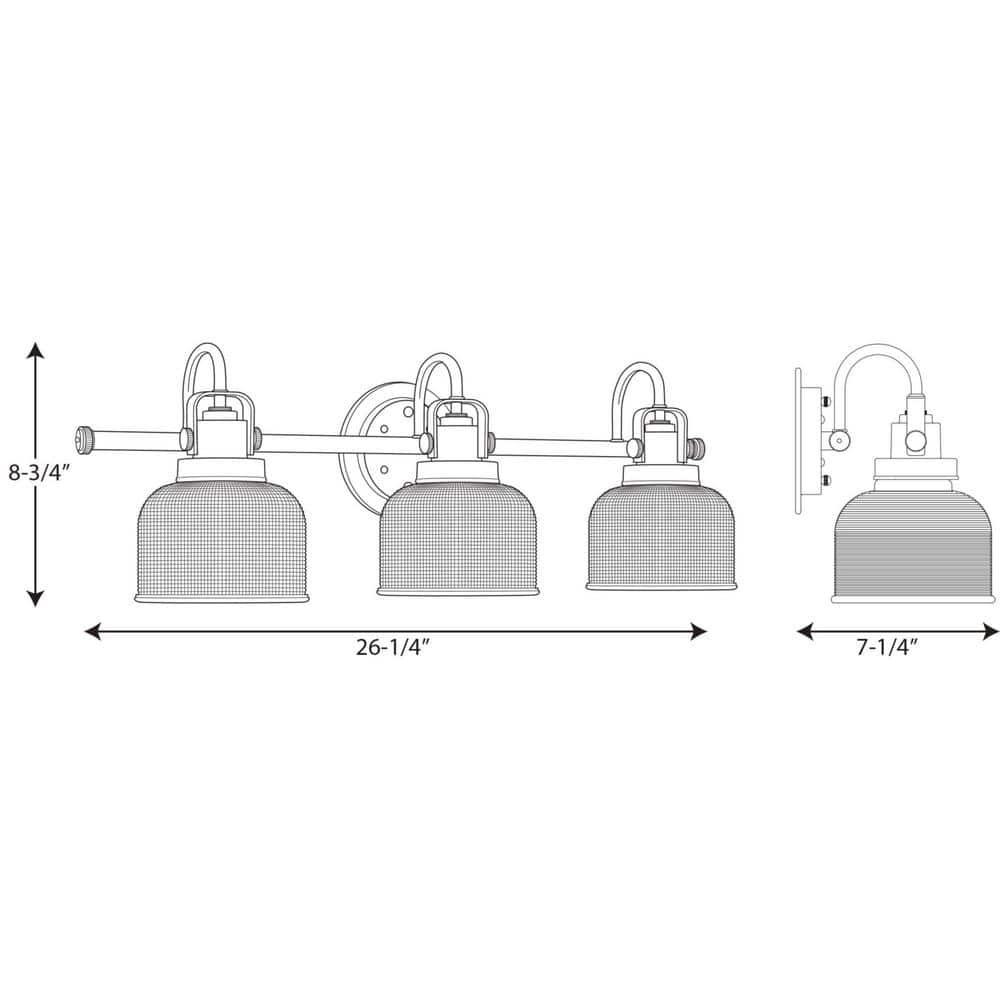 Rosser 3 Light Transparent Dimmable Vanity Light