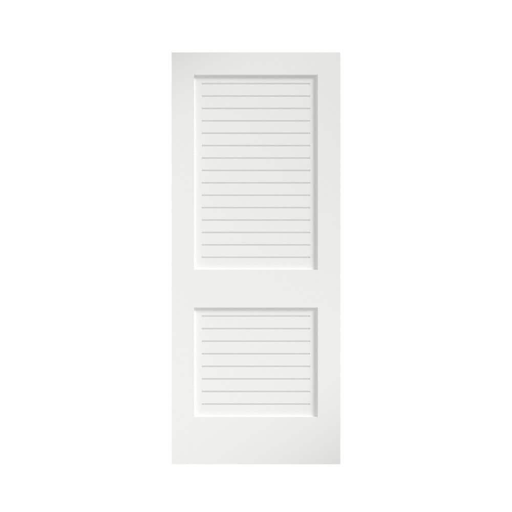 EightDoors 80-in 2-Panel Louvered Wood Primed Shaker Slab Door