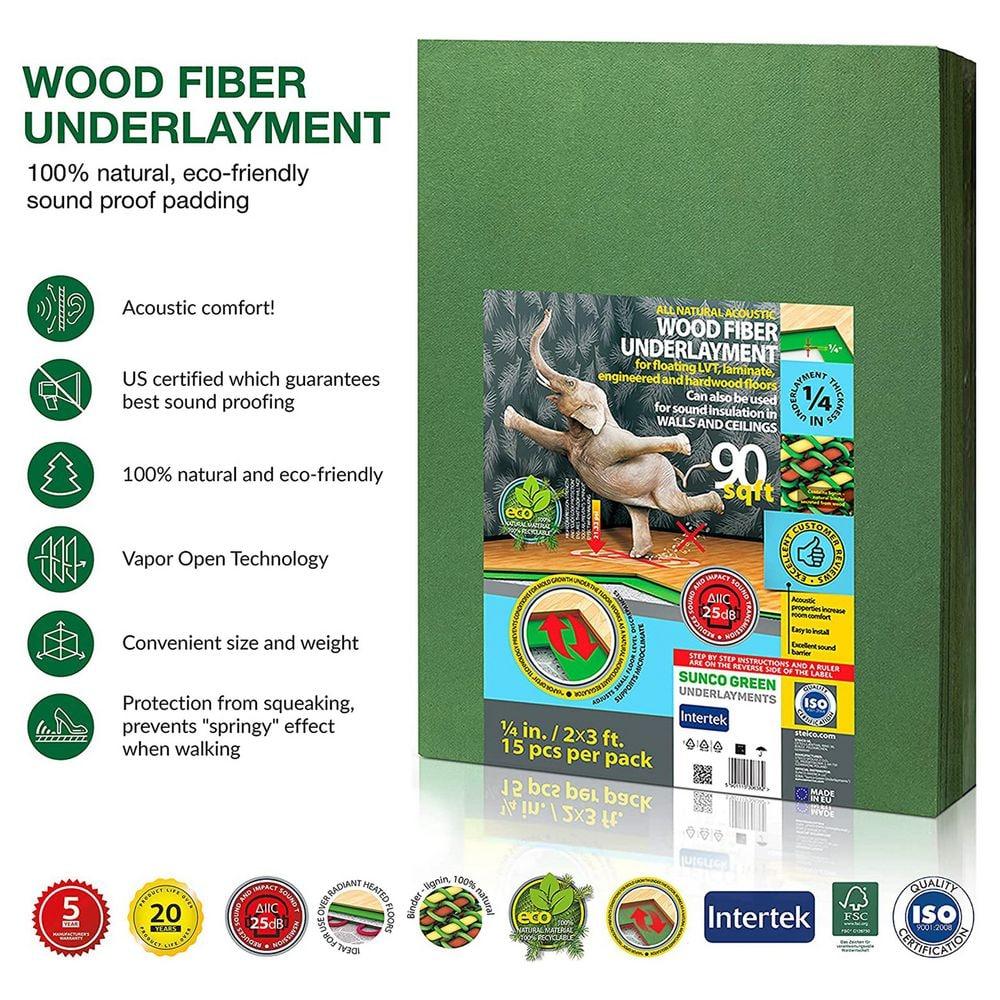 STEICO Wood Fiber Underlayment 6mm, 1/4 inches, 90 Square Feet
