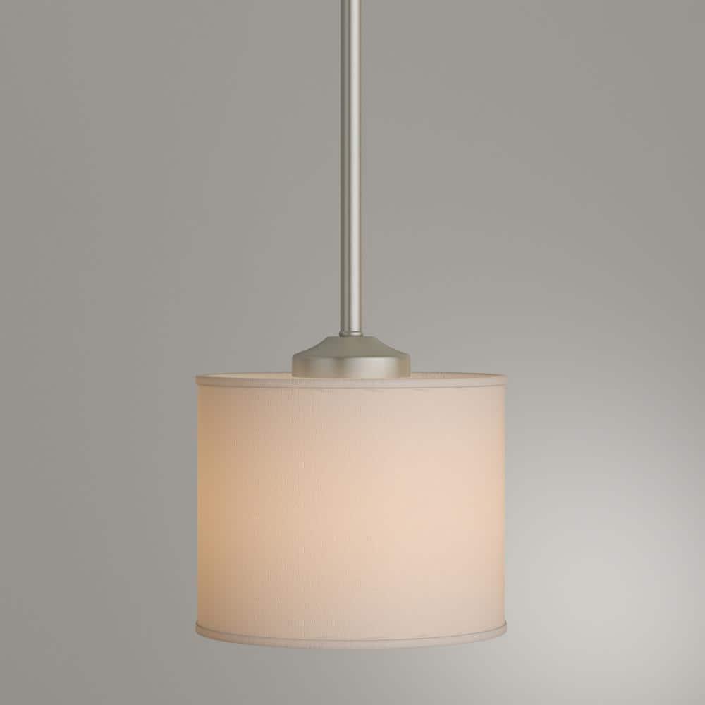 Progress Lighting, Inspire Collection, 1-Light Mini-Pendant, Brushed Nickel, Off-White Linen Fabric Shade