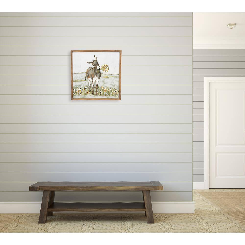 Creative Co-Op Donkey Wall Décor in Wood Frame