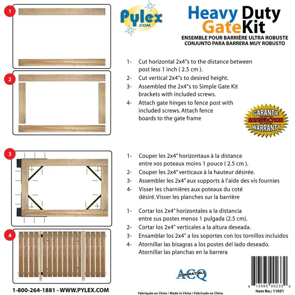 Pylex Heavy-Duty Steel Dog Gate Kit, Black, 72" W x 72" H