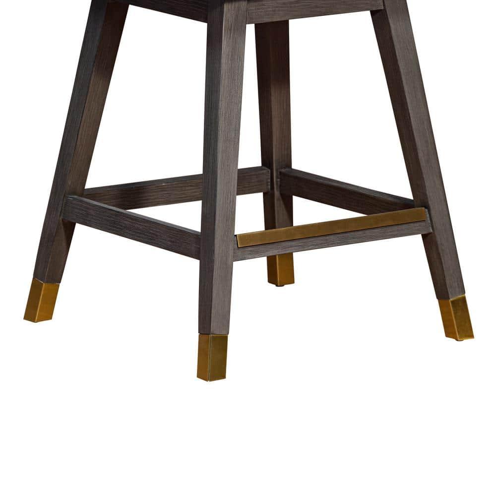 Armen Living Basila Wood Finish with Fabric Swivel Counter Height Barstool Gray Oak