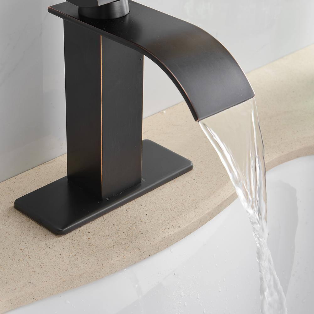 VIBRANTBATH Waterfall Low-Arc Single Hole Bathroom Faucet 6021-ORB