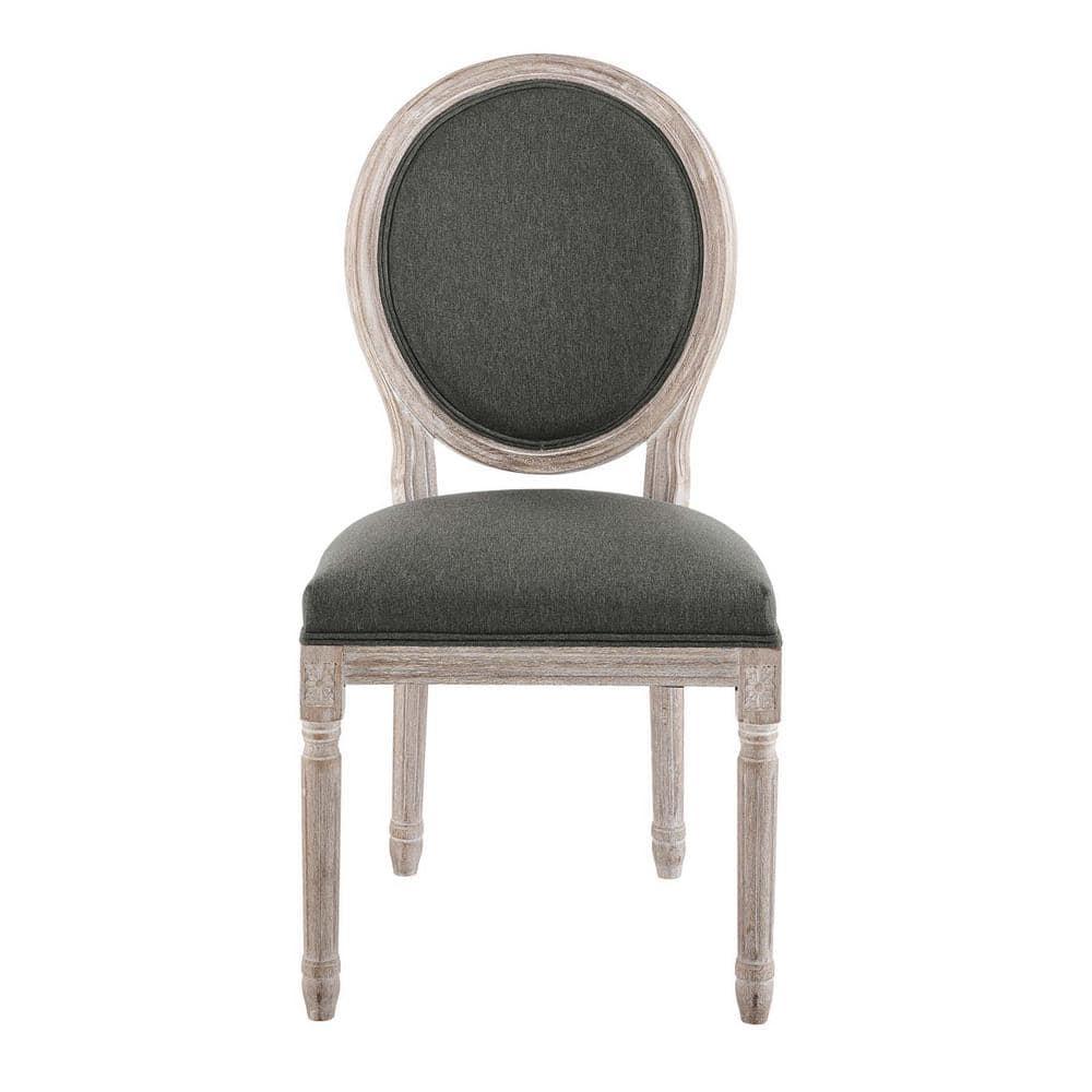 Modway Emanate 19.5" Fabric Dining Side Chair with Oval Back in Natural/Gray