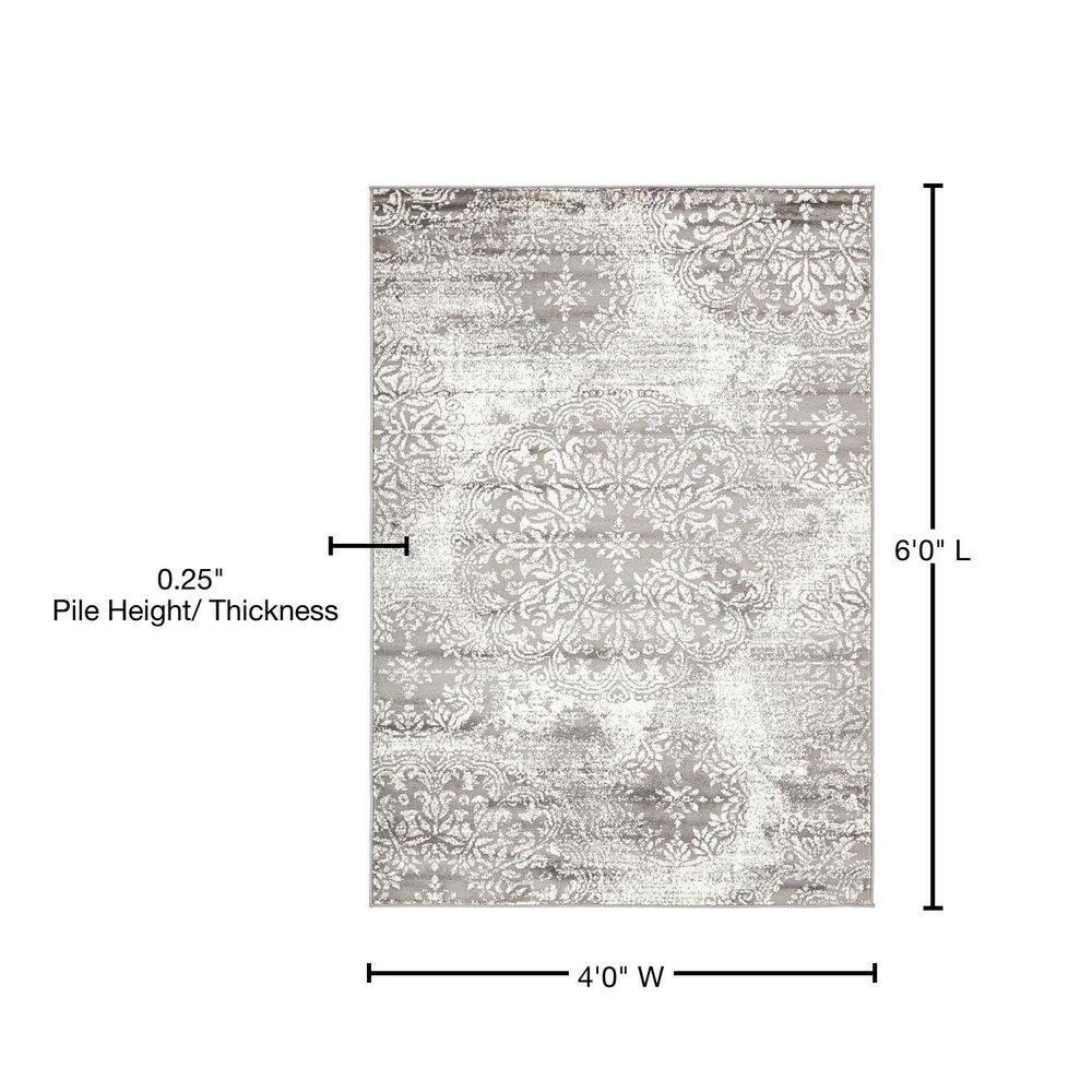 Unique Loom 4' 0 x 6' 0 Sofia Grand Gray Area Rug