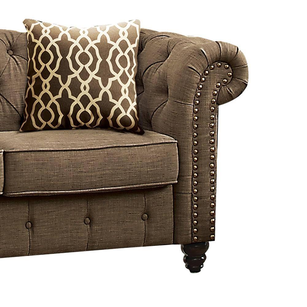 Acme Furniture Aurelia Loveseat w/2 Pillows, Gray Linen
