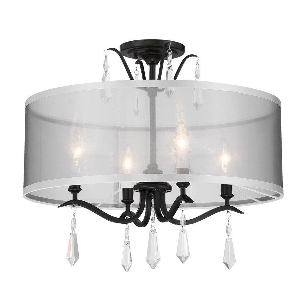 4443-66A-Minka Lavery-Laurel Estate - 4 Light Convertible Foyer-19.13 Inches Tall and 20 Inches Wide-Coal Finish    -Traditional Installation