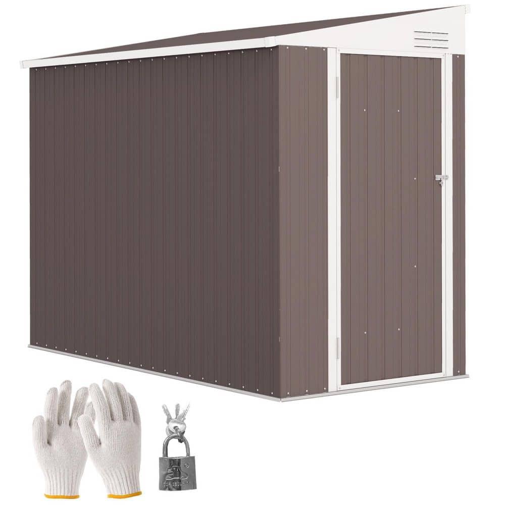 Outsunny 4' x 7.7' Metal Outdoor Storage Shed, Lean to Storage Shed, Garden Tool Storage House with Lockable Door and 2 Air Vents for Backyard, Patio, Lawn