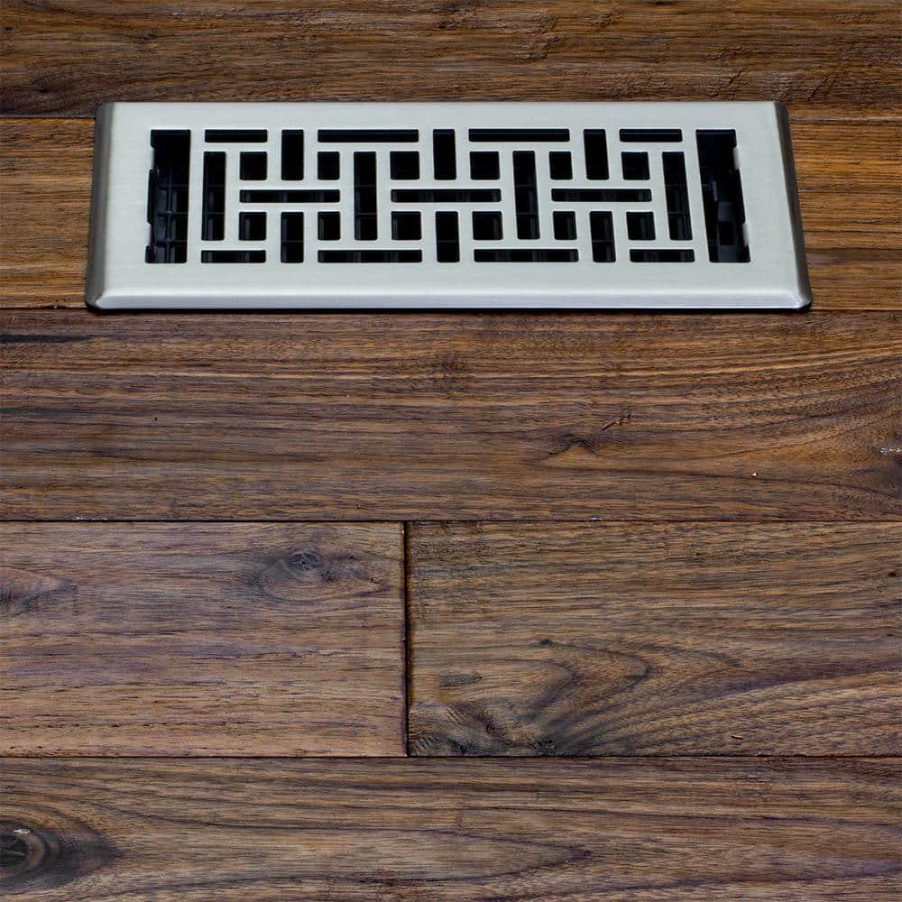 Decor Grates AJH410-NKL Oriental Floor Register, 4x10 Inches, Brushed Nickel Finish