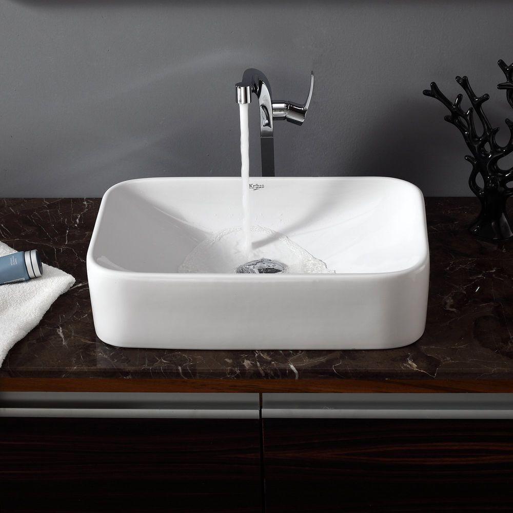 Ceramic Ceramic Rectangular Vessel Bathroom Sink