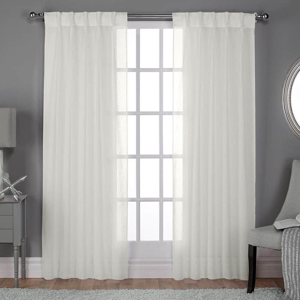 Set of 2 (96"x50") Belgian Pinch Pleats Sheer Window Curtain Panel Ivory - Exclusive Home
