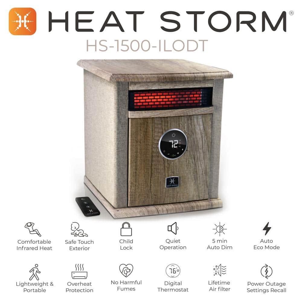 Heat Storm Heat Storm 1500 Watt 5200 BTU Electric High Efficiency Cabinet Space Heater with Adjustable Thermostat , Remote Included and with Digital Display