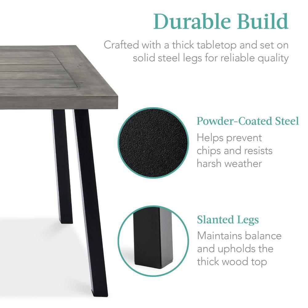 Best Choice Products 6-Person Indoor Outdoor Patio Rustic Acacia Wood Picnic Dining Table w/ Metal Legs - Weathered Gray