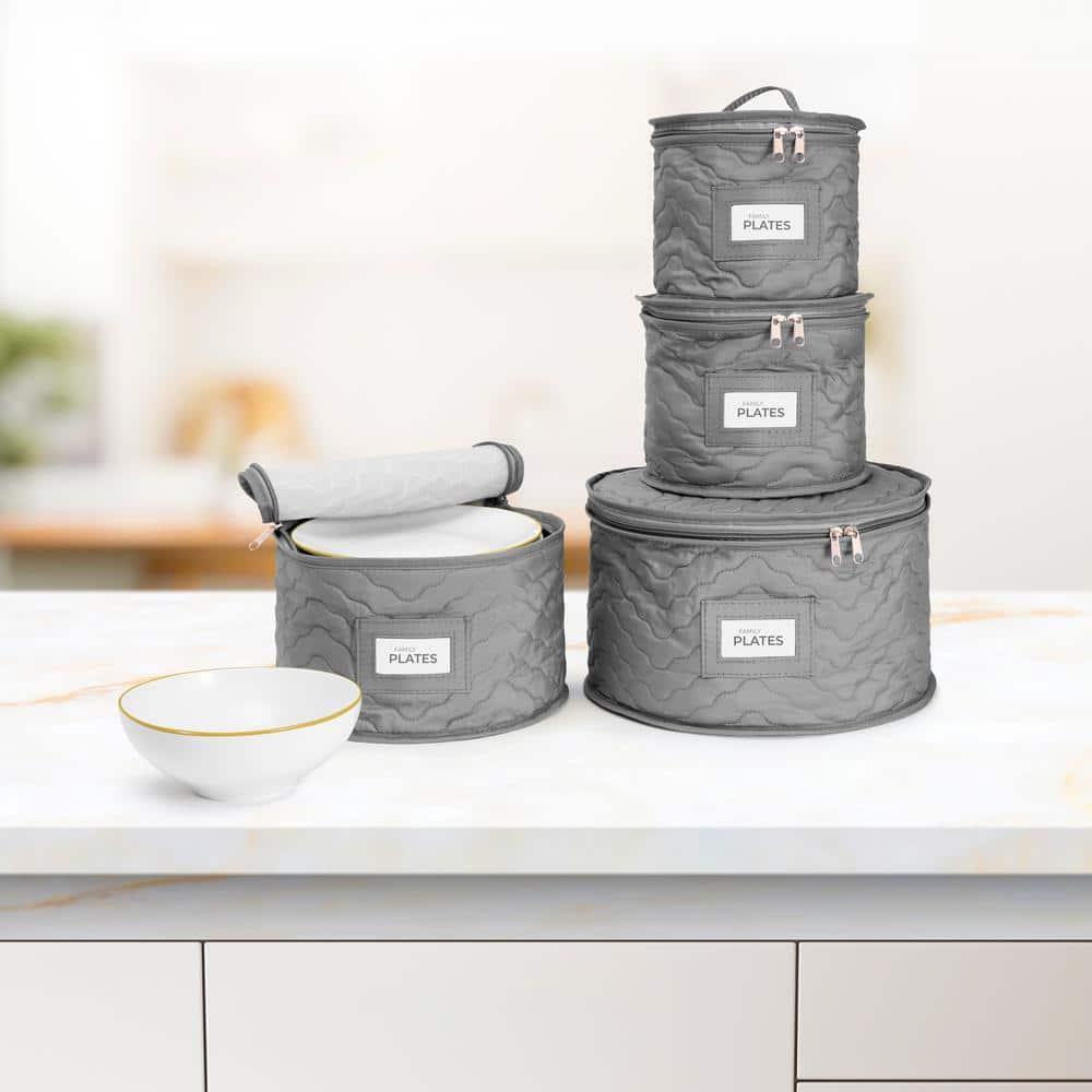 Sorbus 4 Piece Quilted Dinnerware Storage Set