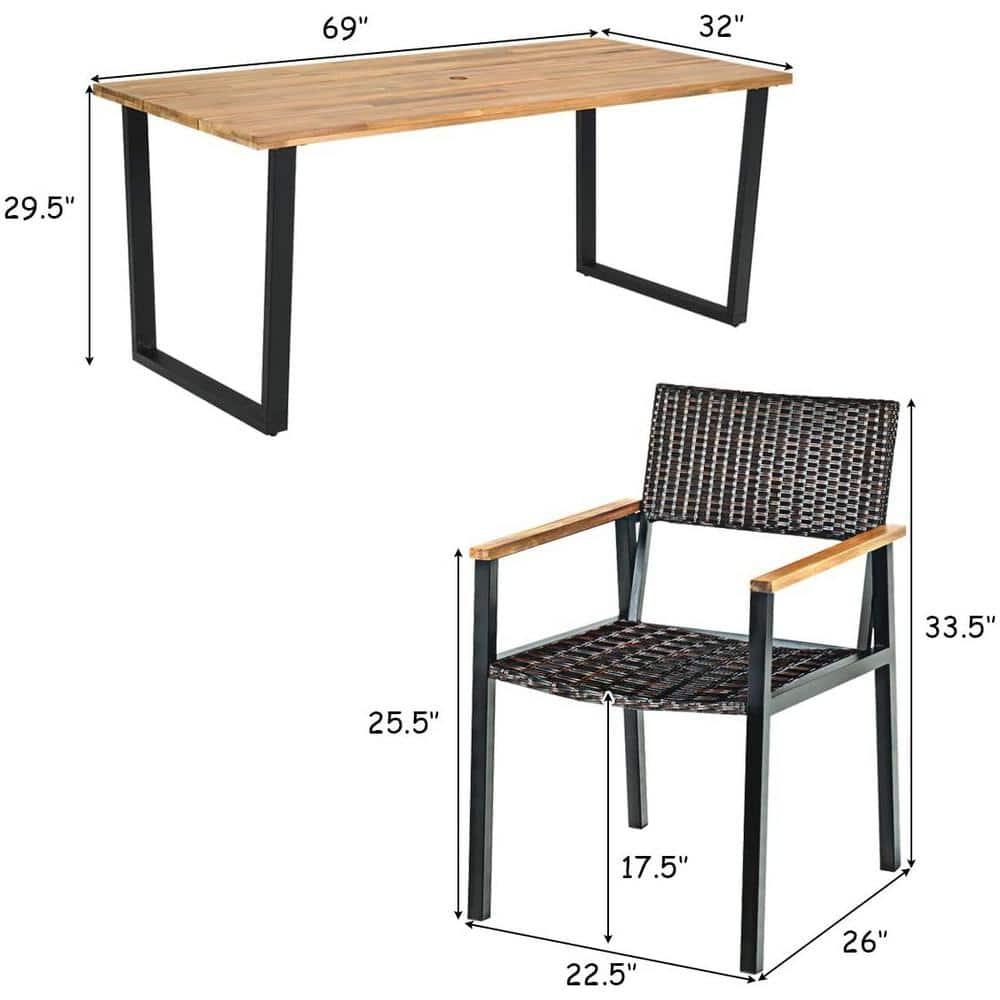 Hokku Designs Artimiza 6 - Person Acacia Patio Dining Set with Rectangular Table (Set of 7)