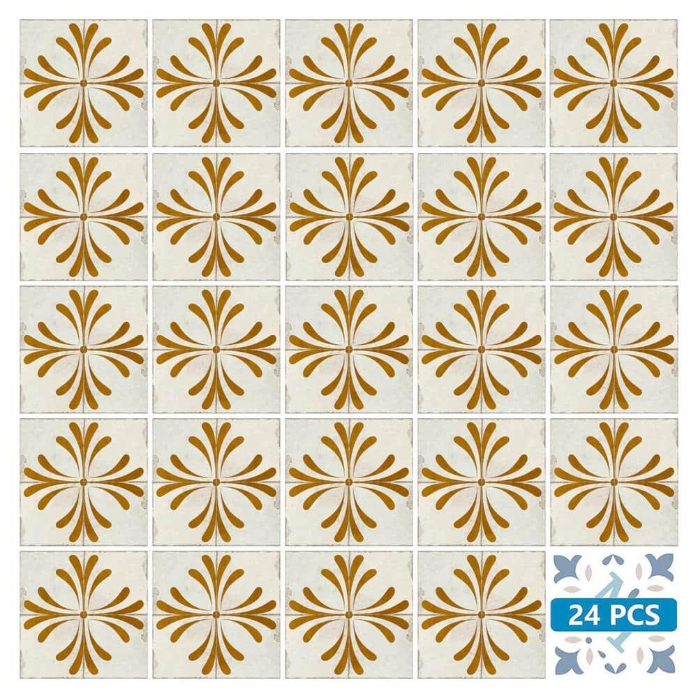 Mi Alma Beige Vintage Flower Peel & Stick Tiles - Vinyl Backsplash 8x8