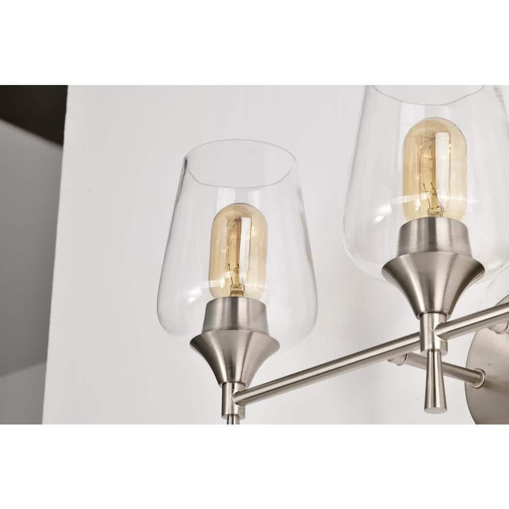 Edvivi 3-Light Vanity Lights, Modern Brushed Nickel with Clear Glass Shade Bathroom Light Fixtures, Wall Light for Mirrors, Bedroom, Living Room, Hallway