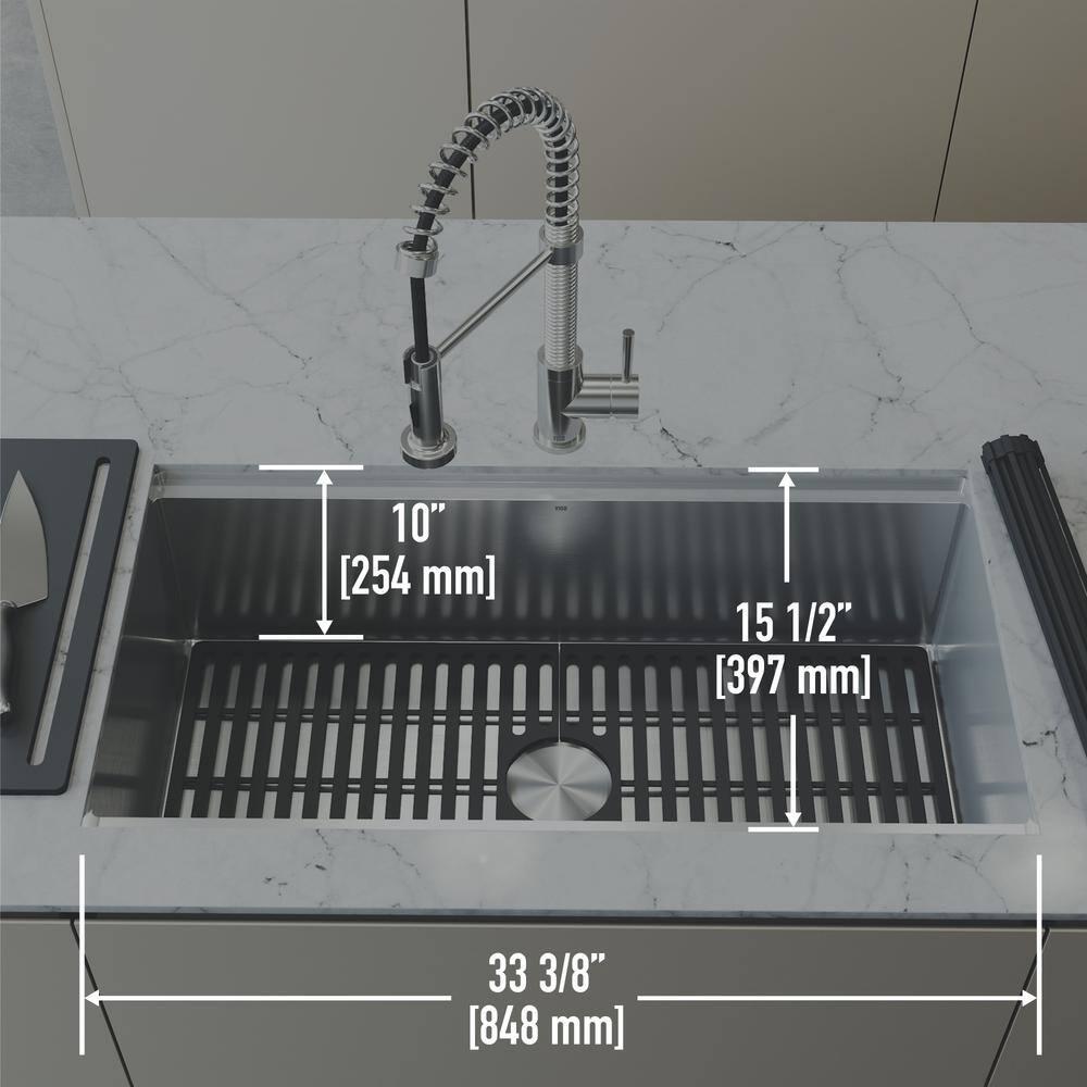 VIGO VIGO 36" Mercer Stainless Steel Undermount Kitchen Sink with Accessories VGR3620CK1