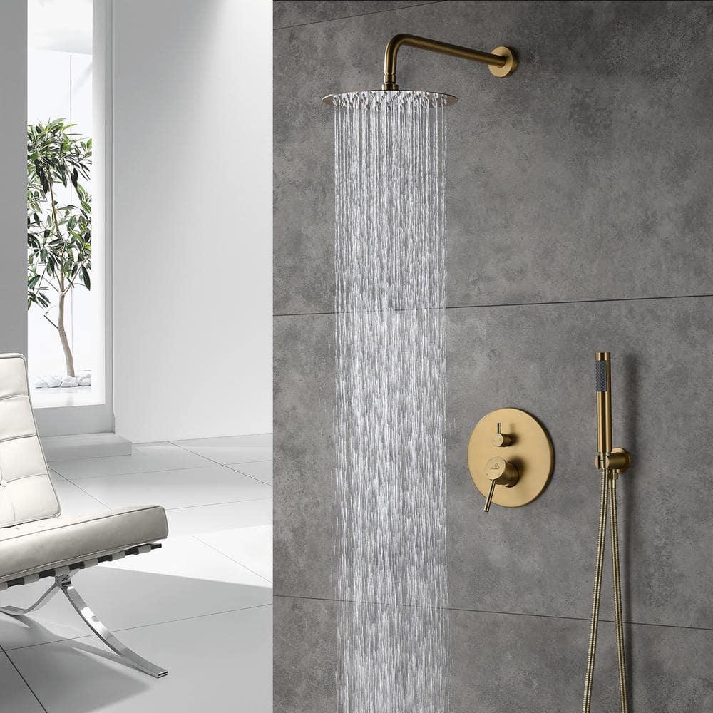 Pressure-Balanced Complete Shower System with 10-Inch Rain Shower Head, Handheld, Rough-in Valve