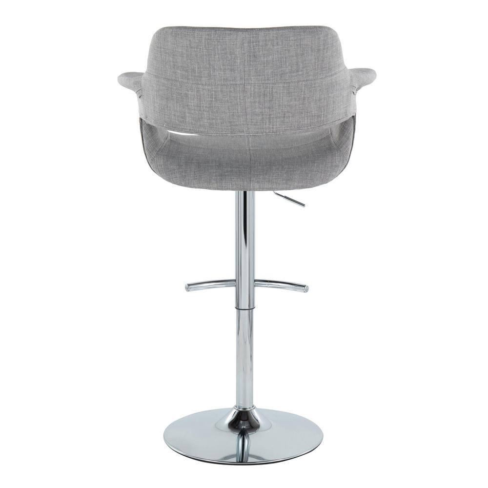 LumiSource Set of 2 Vintage Flair Adjustable Barstools Chrome/Light Gray: Mid-Century Modern, Swivel, Footrest, Upholstered