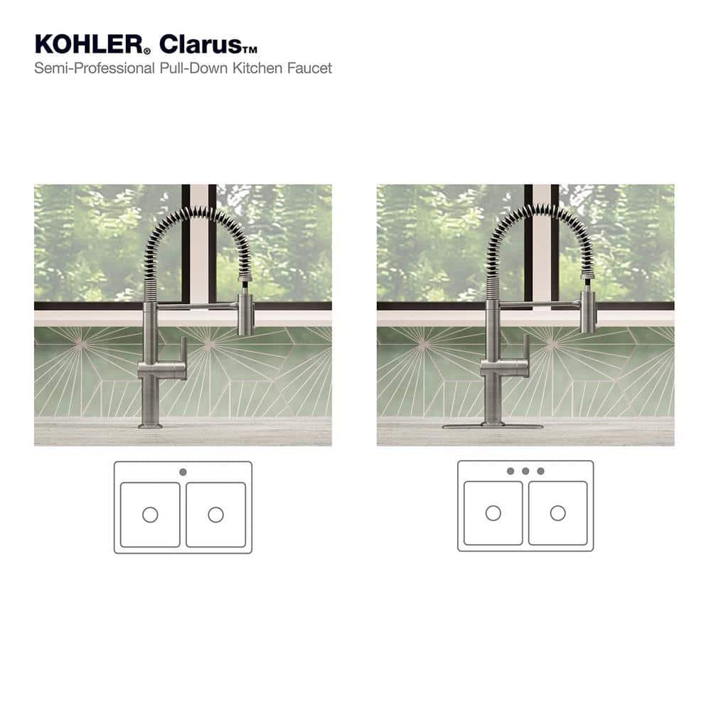 KOHLER Clarus Semi Professional Single Handle Pull Down Sprayer Kitchen Faucet in Vibrant Stainless