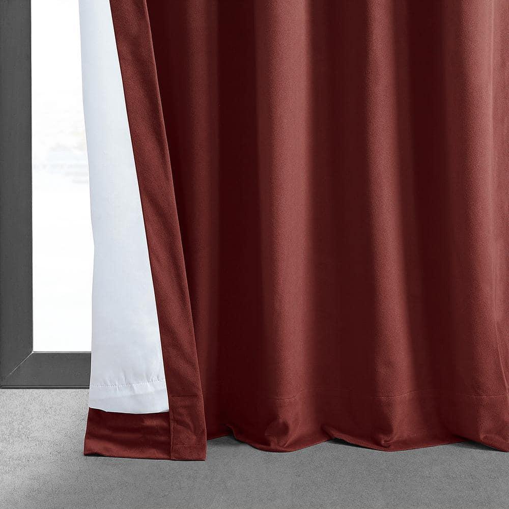 Half Price Drapes Signature Crimson Rust Velvet Blackout Curtains For Bedroom(1 Panel), 50WX 108L