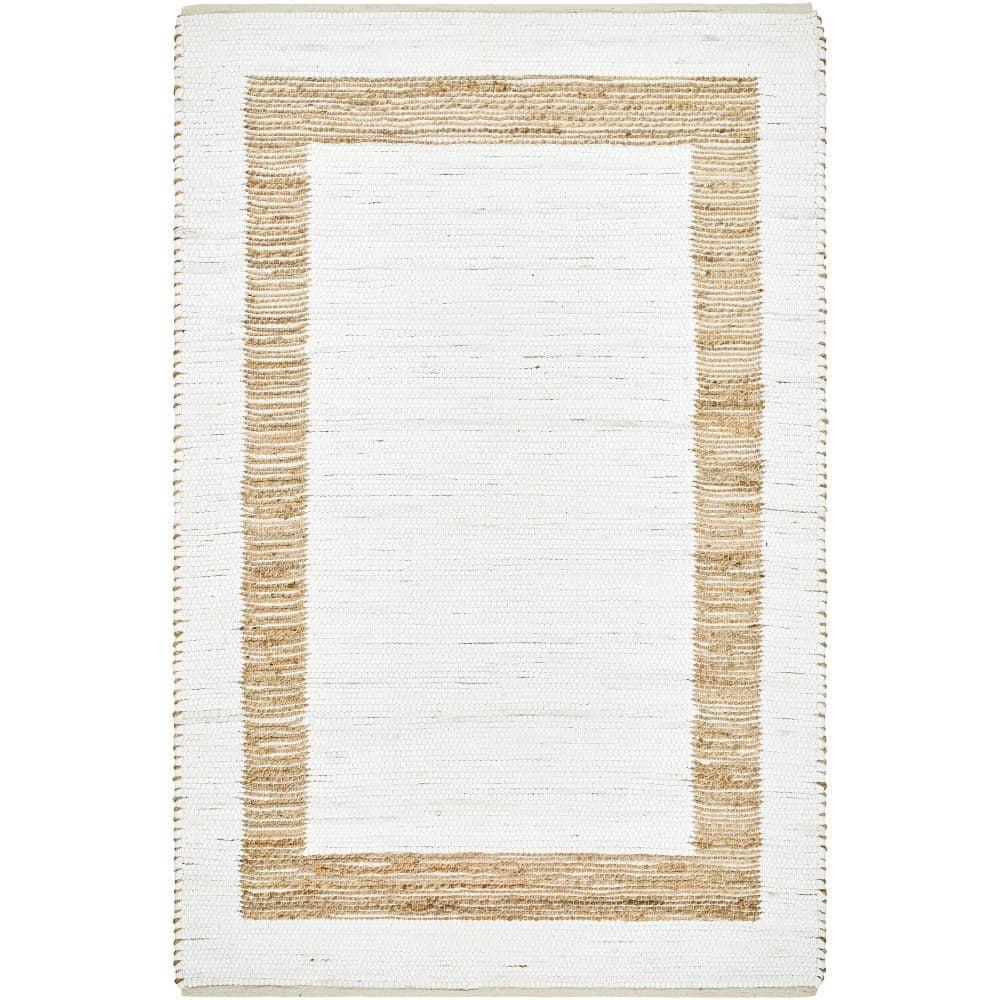 Ivory and Tan Handwoven Cotton Kids' Area Rug, 5' x 7'