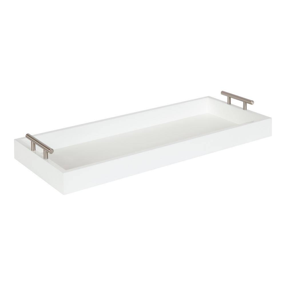 Kate and Laurel Lipton Tray, 10x24, White and Silver