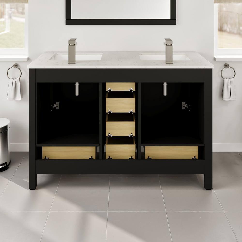Eviva Eviva London 48"W X 18"D Double Sink Bathroom Vanity With White Carrara Quartz Countertop