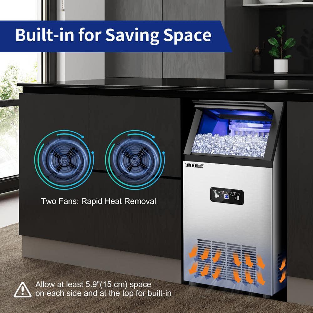 TITTLA Ice Maker Machine, Commercial Ice Machine,88Lbs/Day,Freestanding Built-In Stainless Steel Under Counter Automatic Ice Machine for Restaurant Bar Cafe