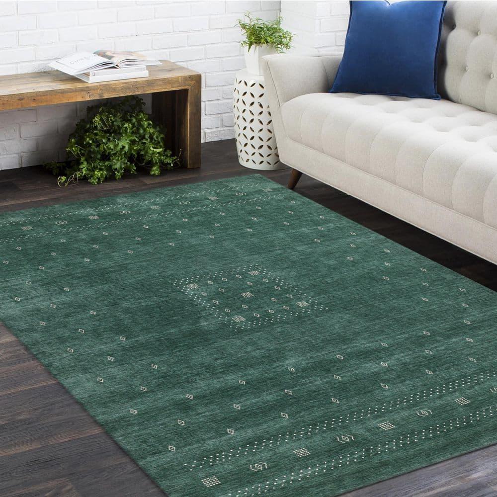 Cyrena Hand-Loomed Wool Rug - Green / 9' x 12'