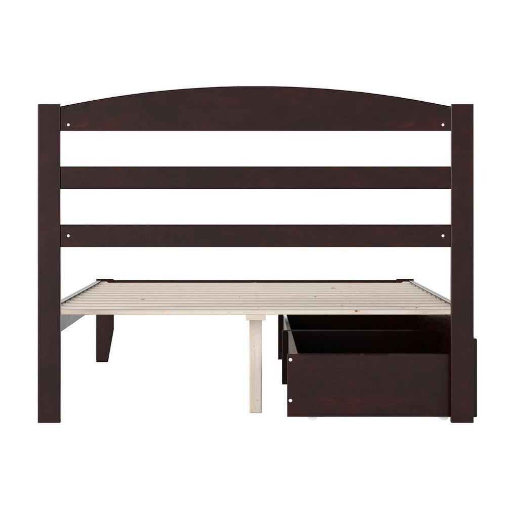 Warren, Solid Wood Platform Bed with Storage Drawers (Set of 2), Full, Espresso