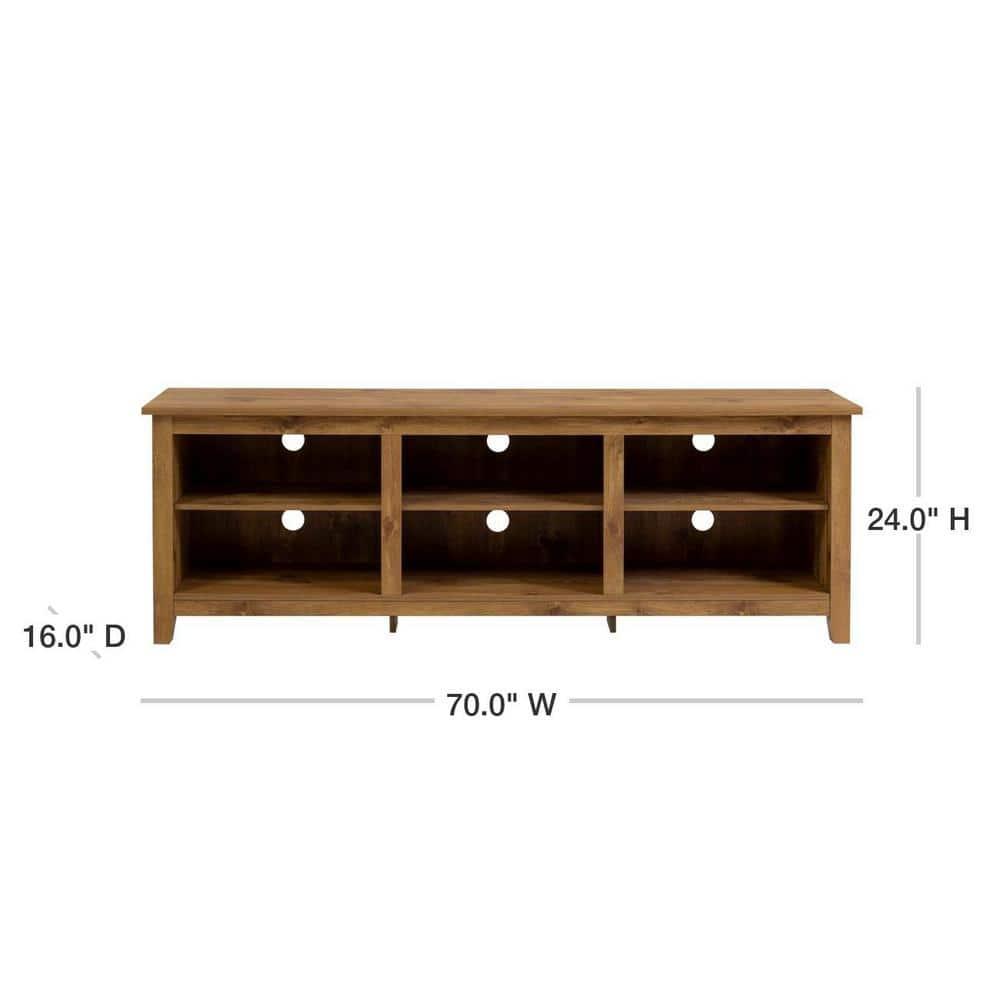Barnwood 70" Rustic MDF TV Stand with Adjustable Shelves