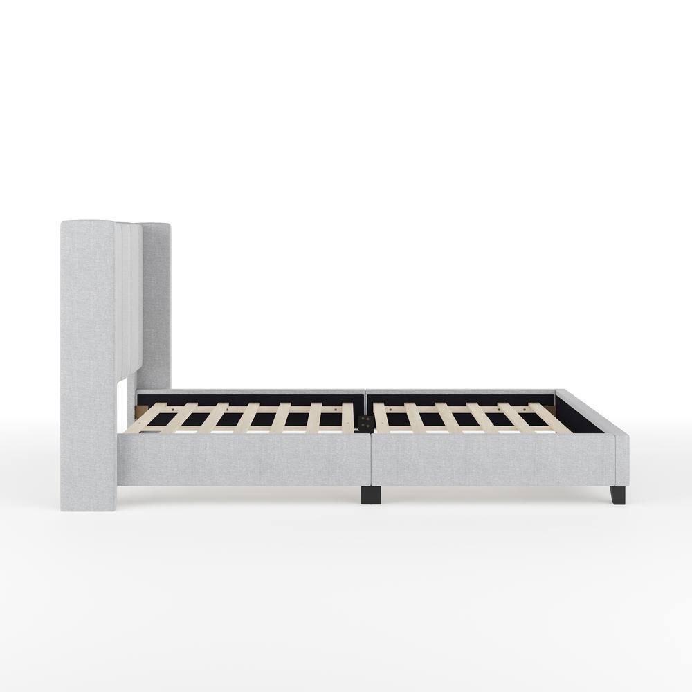 Martha Stewart Kay Upholstered Platform Bed With Channel Stitched Wingback Headboard