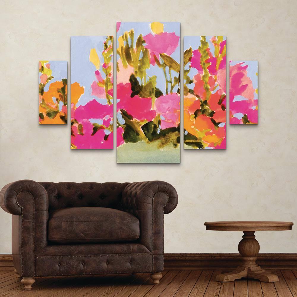 Trademark Fine Art Victoria Barnes  Saturated Spring Blooms I 5 Piece Panel Set Art