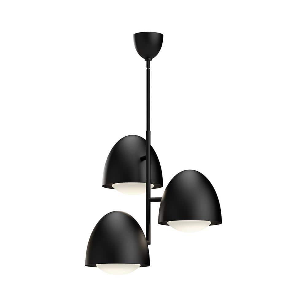 Kenji Matte Black and Opal Glass Chandelier